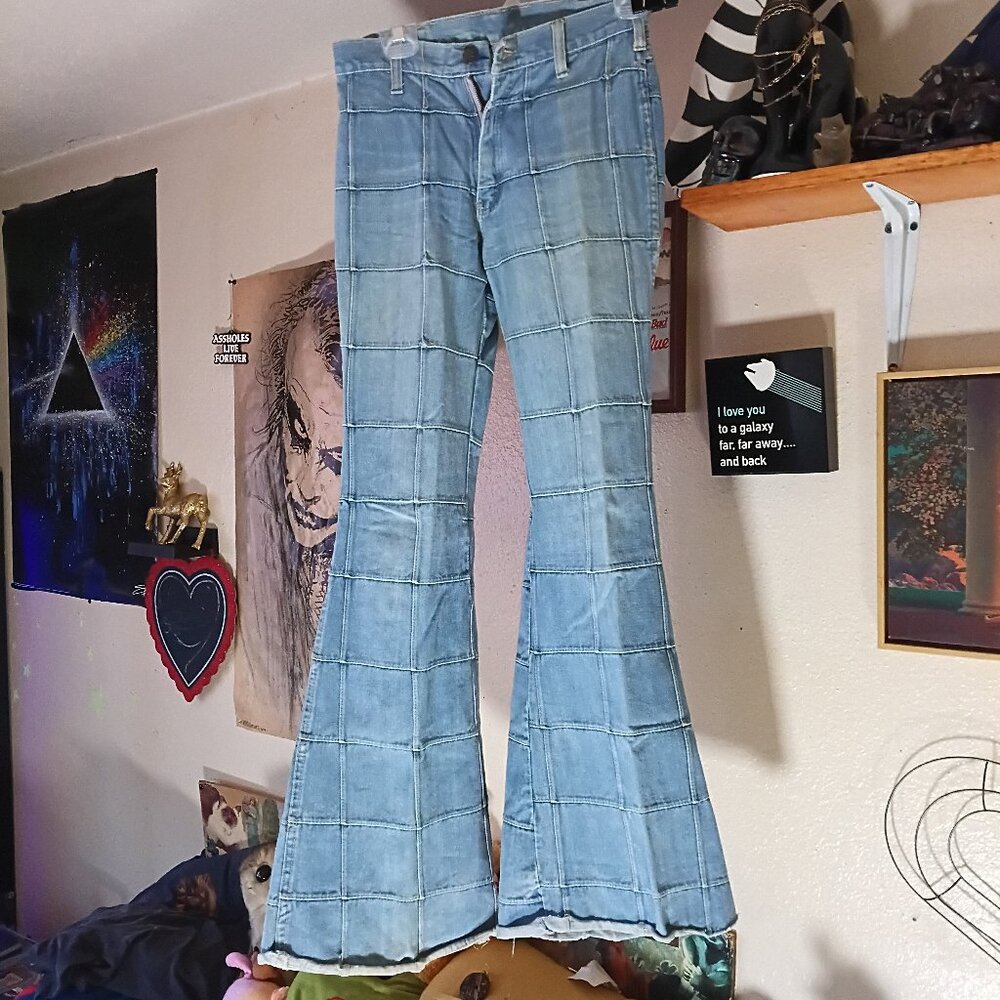 SIZE 30 BRITTANIA SPORTSWEAR FLARE PATCHWORK DENIM